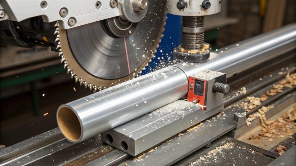 alt text: Close-up of a non-ferrous metal cutting saw blade